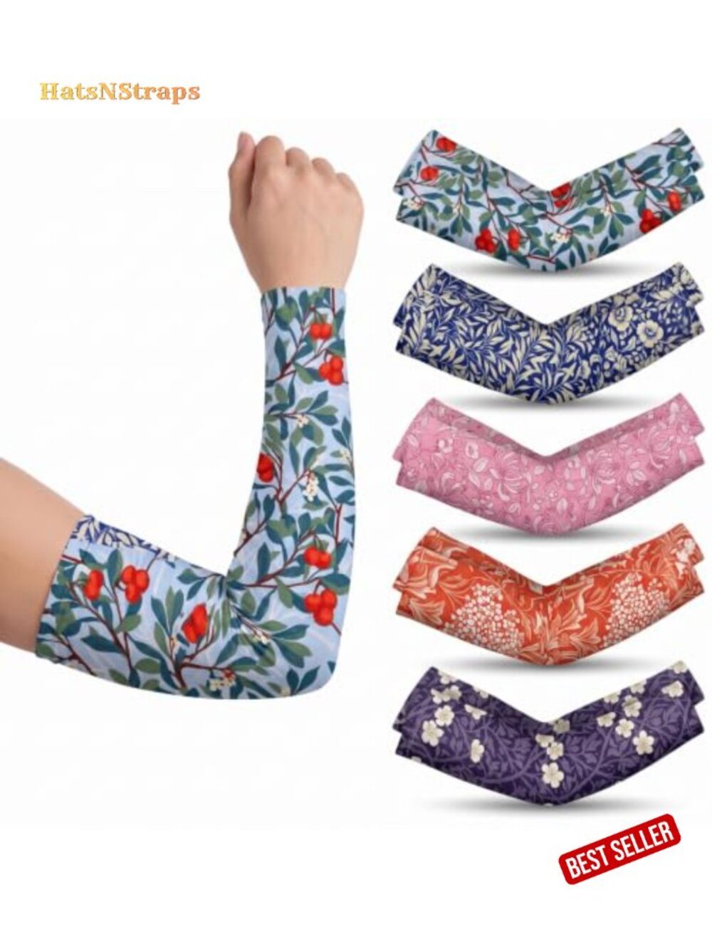 5 Pairs Floral Arm Sleeves Sun Protection Gardening Sleeves